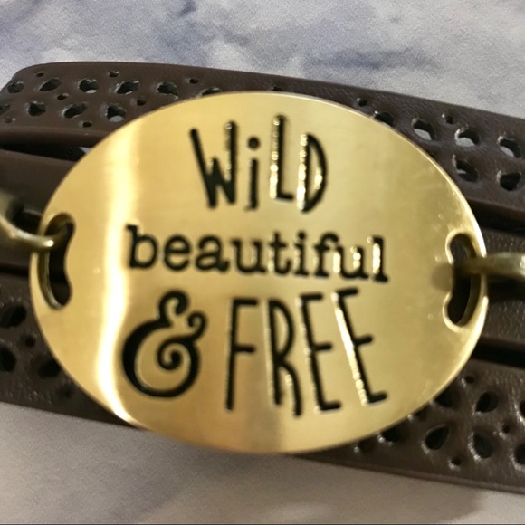 Wild Beautiful & Free Brown Leather Wrap Bracelet - Picture 2 of 4